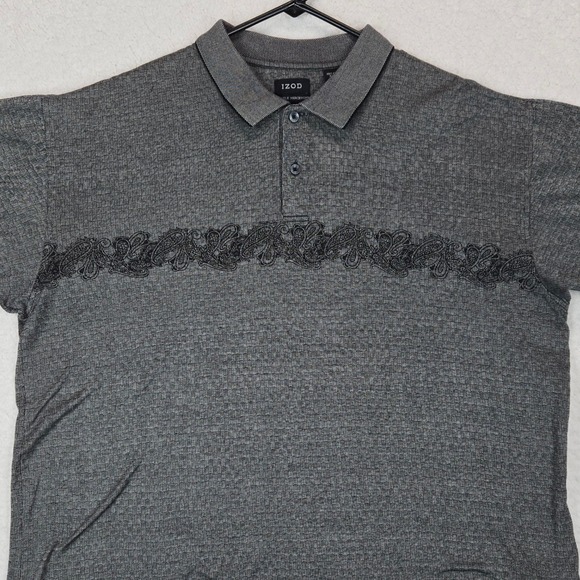Vintage 90s IZOD Double Mercerized Cotton Polo Shirt Men's L Gray Y2K - Picture 3 of 13
